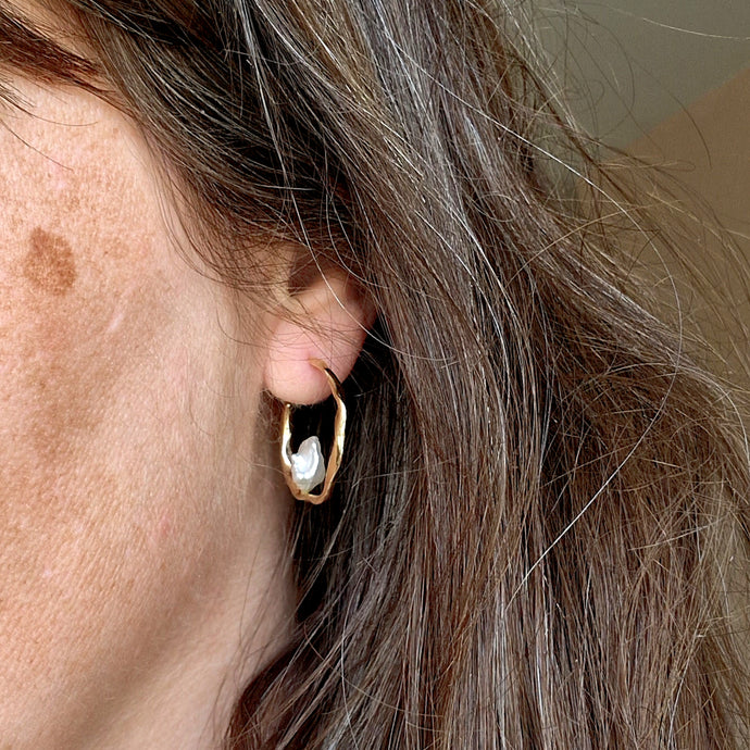 OCEAN creol, earrings, 14k gold
